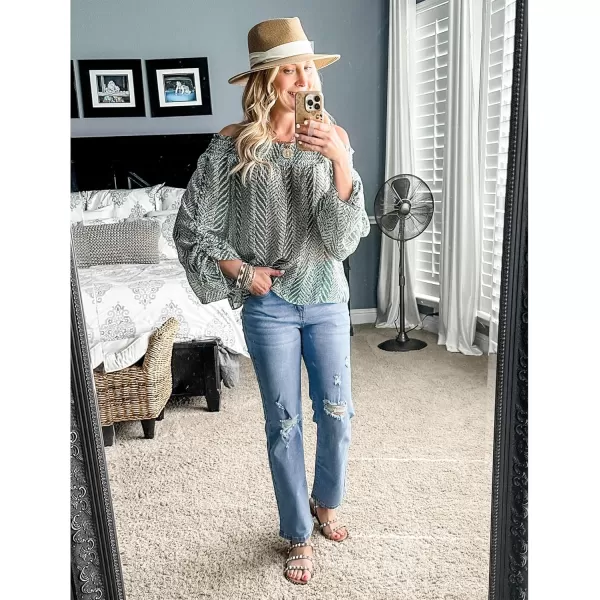 GRAPENT Jeans for Women High Waisted Distressed Straight Leg Ripped Jeans Stretchy Denim Pants Western Outfit 90sCool Blue