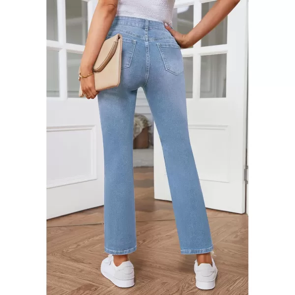 GRAPENT Jeans for Women High Waisted Distressed Straight Leg Ripped Jeans Stretchy Denim Pants Western Outfit 90sCool Blue
