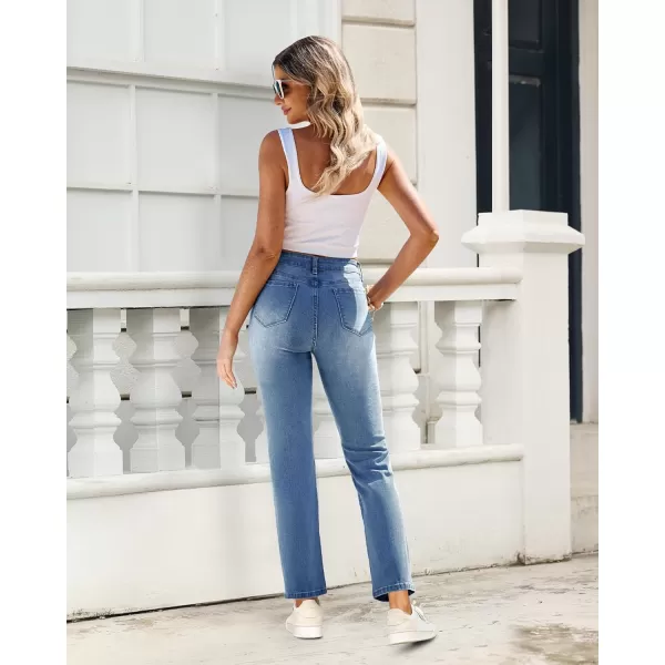 GRAPENT Jeans for Women High Waisted Distressed Straight Leg Ripped Jeans Stretchy Denim Pants Western Outfit 90sMedium Blue