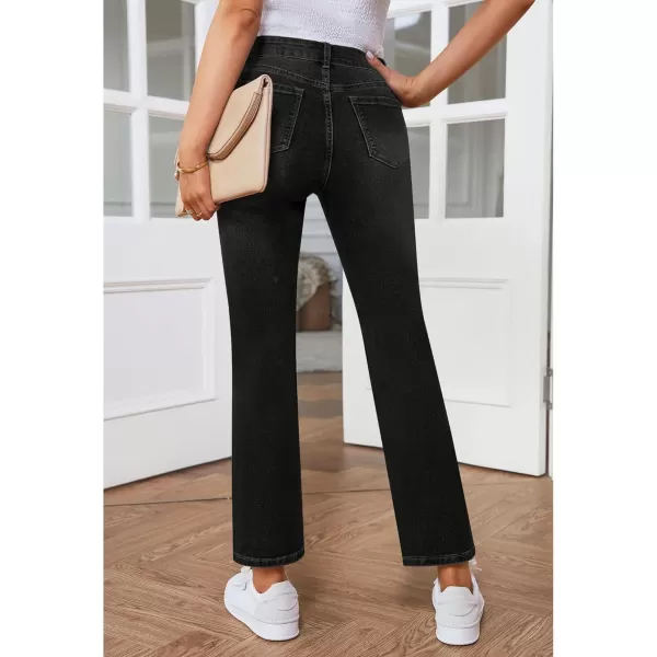 GRAPENT Jeans for Women High Waisted Distressed Straight Leg Ripped Jeans Stretchy Denim Pants Western Outfit 90sSoft Black