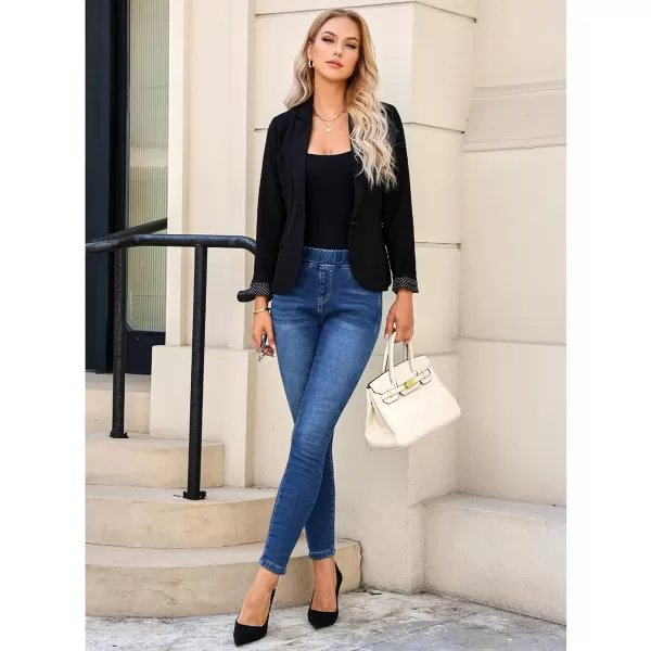 GRAPENT Jeans for Women High Waisted Pull On Fleece Lined Leggings Stretchy Denim Skinny Jeggings Thermal Winter PantsClassic Blue