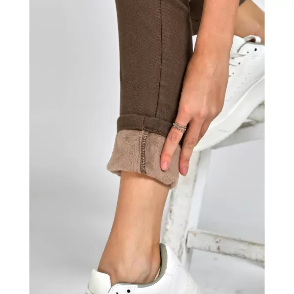 GRAPENT Jeans for Women High Waisted Pull On Fleece Lined Leggings Stretchy Denim Skinny Jeggings Thermal Winter PantsCocoa Brown