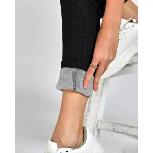 GRAPENT Jeans for Women High Waisted Pull On Fleece Lined Leggings Stretchy Denim Skinny Jeggings Thermal Winter PantsTrue Black