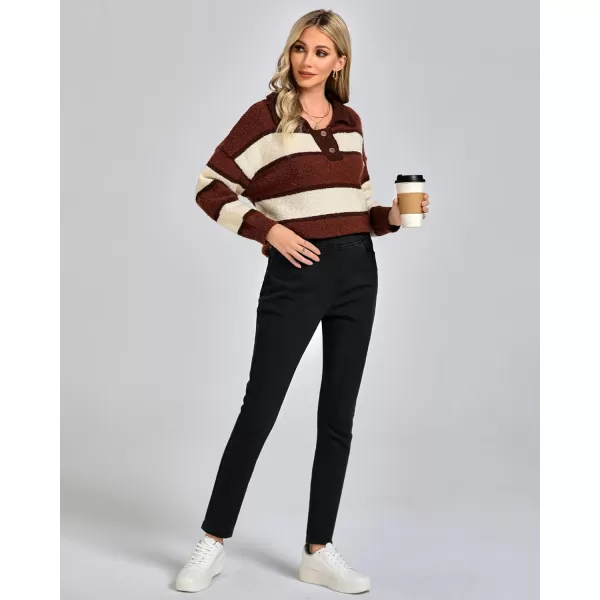 GRAPENT Jeans for Women High Waisted Pull On Fleece Lined Leggings Stretchy Denim Skinny Jeggings Thermal Winter PantsTrue Black