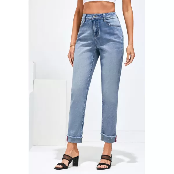 GRAPENT Jeans for Women Trendy High Waisted Slim Straight Leg Mom Jeans Stretchy Denim Pants Trouser Jeans with PocketsBlue Mist