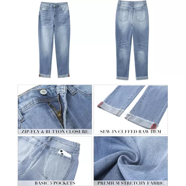 GRAPENT Jeans for Women Trendy High Waisted Slim Straight Leg Mom Jeans Stretchy Denim Pants Trouser Jeans with PocketsBlue Mist