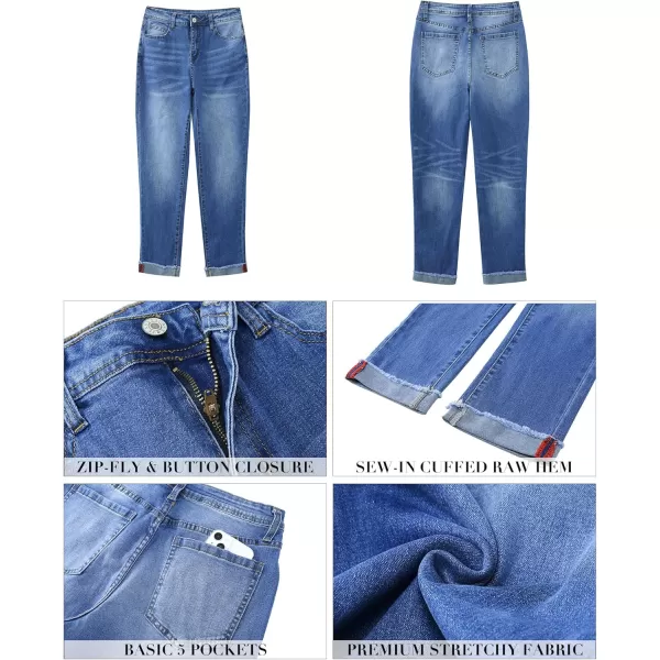 GRAPENT Jeans for Women Trendy High Waisted Slim Straight Leg Mom Jeans Stretchy Denim Pants Trouser Jeans with PocketsClassic Blue