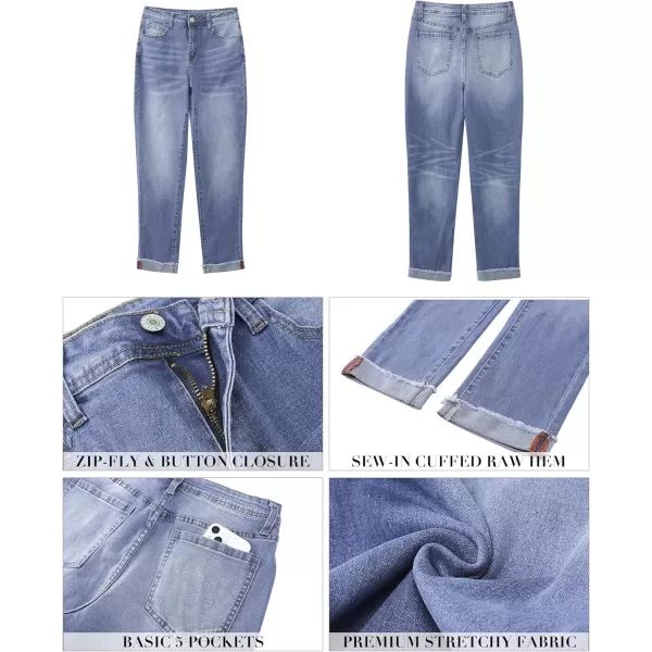 GRAPENT Jeans for Women Trendy High Waisted Slim Straight Leg Mom Jeans Stretchy Denim Pants Trouser Jeans with PocketsCobalt Night Blue