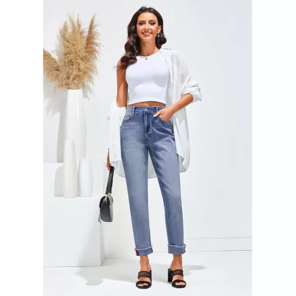 GRAPENT Jeans for Women Trendy High Waisted Slim Straight Leg Mom Jeans Stretchy Denim Pants Trouser Jeans with PocketsCobalt Night Blue