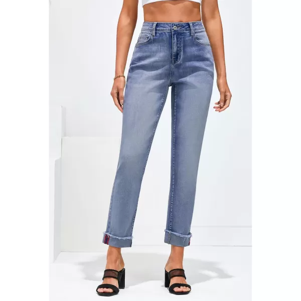 GRAPENT Jeans for Women Trendy High Waisted Slim Straight Leg Mom Jeans Stretchy Denim Pants Trouser Jeans with PocketsCobalt Night Blue