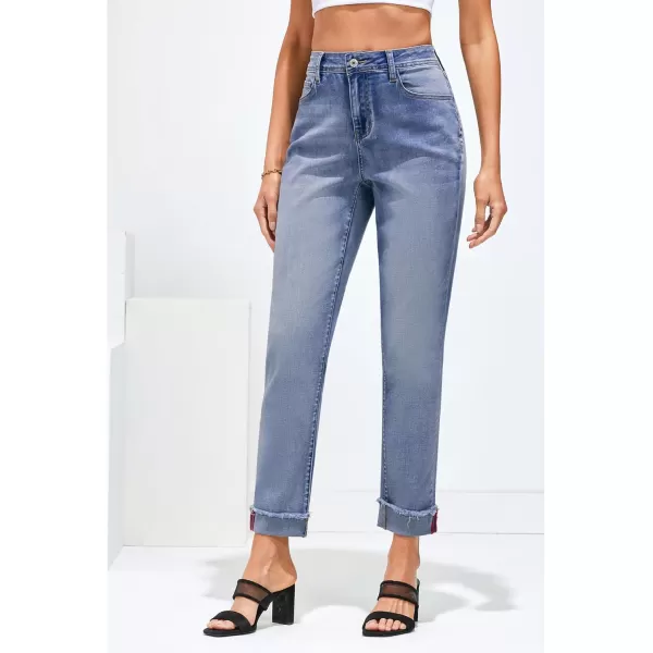 GRAPENT Jeans for Women Trendy High Waisted Slim Straight Leg Mom Jeans Stretchy Denim Pants Trouser Jeans with PocketsCobalt Night Blue