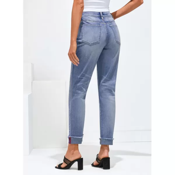 GRAPENT Jeans for Women Trendy High Waisted Slim Straight Leg Mom Jeans Stretchy Denim Pants Trouser Jeans with PocketsCobalt Night Blue
