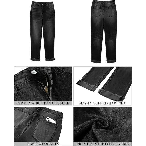 GRAPENT Jeans for Women Trendy High Waisted Slim Straight Leg Mom Jeans Stretchy Denim Pants Trouser Jeans with PocketsWashed Black