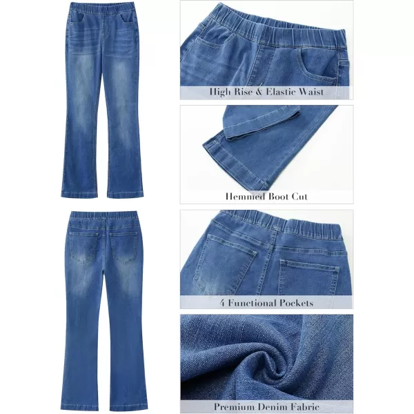 GRAPENT Pull On Jeans for Women High Waisted Stretchy Flare Elastic Waist Bootcut Denim Pants Boot Cut JeanClassic Blue