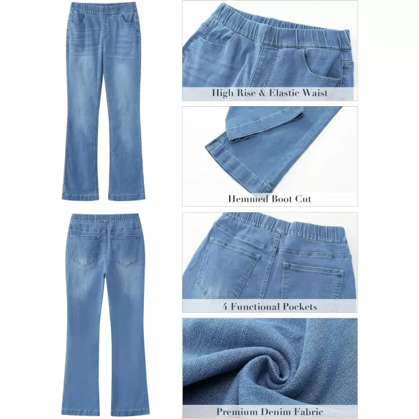 GRAPENT Pull On Jeans for Women High Waisted Stretchy Flare Elastic Waist Bootcut Denim Pants Boot Cut JeanLakeside Blue