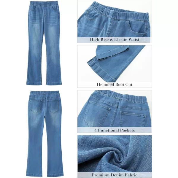 GRAPENT Pull On Jeans for Women High Waisted Stretchy Flare Elastic Waist Bootcut Denim Pants Boot Cut JeanMedium Blue