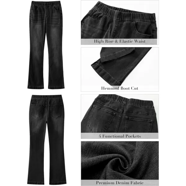 GRAPENT Pull On Jeans for Women High Waisted Stretchy Flare Elastic Waist Bootcut Denim Pants Boot Cut JeanWashed Black