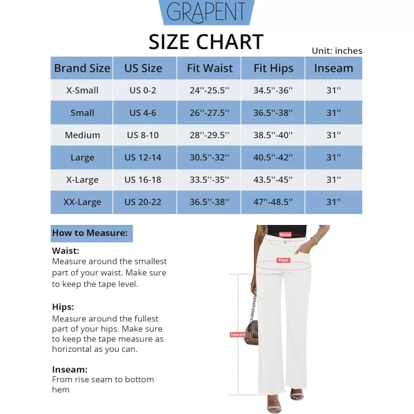 GRAPENT Straight Leg Jeans for Women High Waisted Stretchy Frayed Raw Hem Loose Denim Pants Casual Baggy Jean TrousersOffwhite