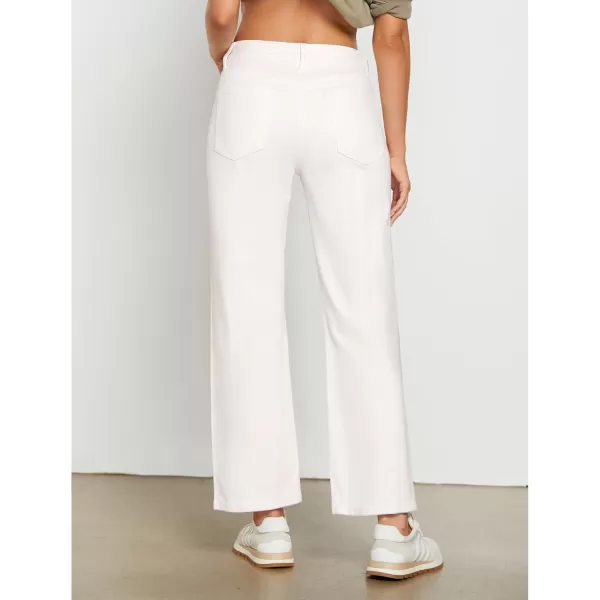 GRAPENT Straight Leg Jeans for Women High Waisted Trendy Ankle Length Forward Seams Stretchy Denim Pants Baggy JeansCream White