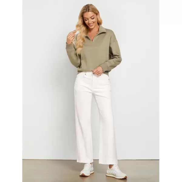 GRAPENT Straight Leg Jeans for Women High Waisted Trendy Ankle Length Forward Seams Stretchy Denim Pants Baggy JeansCream White