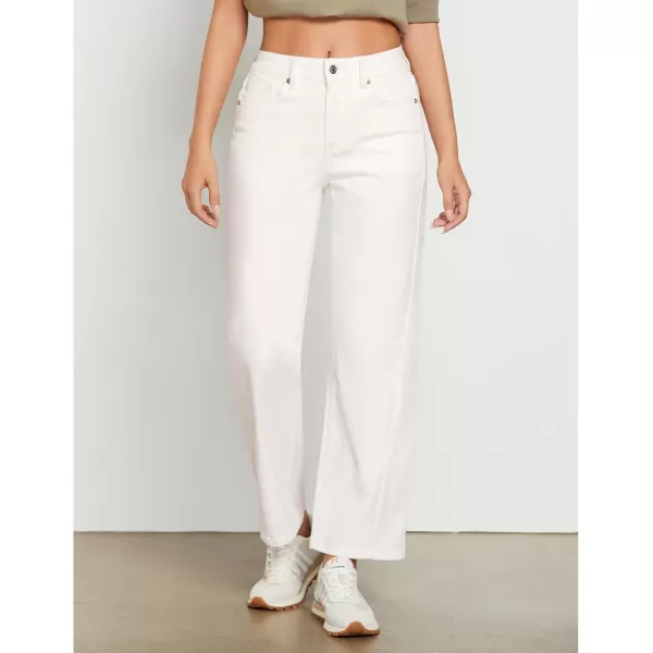 GRAPENT Straight Leg Jeans for Women High Waisted Trendy Ankle Length Forward Seams Stretchy Denim Pants Baggy JeansCream White