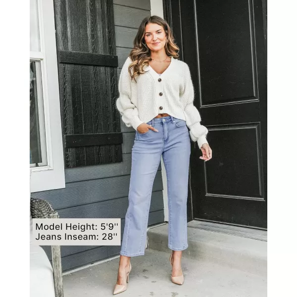 GRAPENT Straight Leg Jeans for Women High Waisted Trendy Ankle Length Forward Seams Stretchy Denim Pants Baggy JeansRoadknight Blue