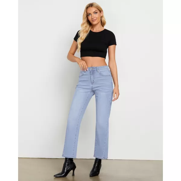 GRAPENT Straight Leg Jeans for Women High Waisted Trendy Ankle Length Forward Seams Stretchy Denim Pants Baggy JeansRoadknight Blue