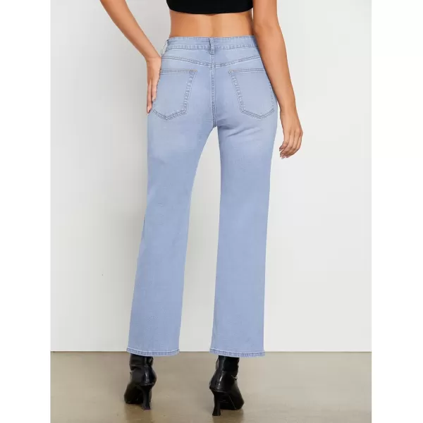 GRAPENT Straight Leg Jeans for Women High Waisted Trendy Ankle Length Forward Seams Stretchy Denim Pants Baggy JeansRoadknight Blue