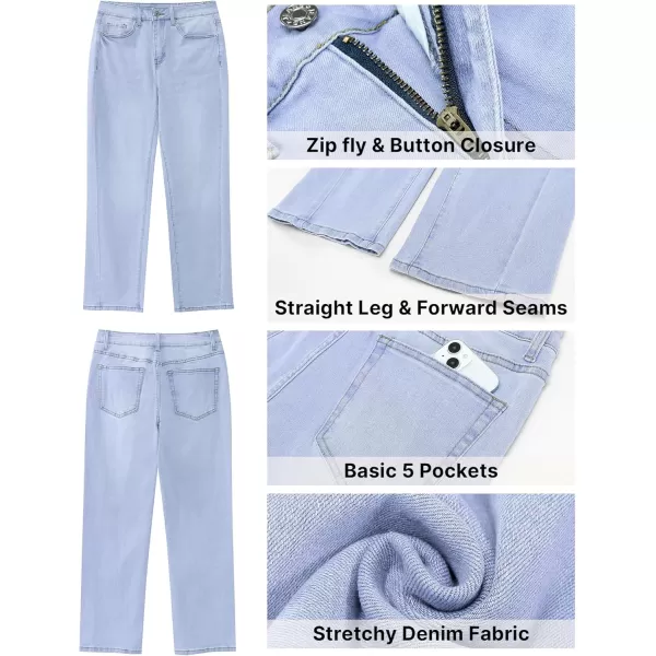 GRAPENT Straight Leg Jeans for Women High Waisted Trendy Ankle Length Forward Seams Stretchy Denim Pants Baggy JeansRoadknight Blue