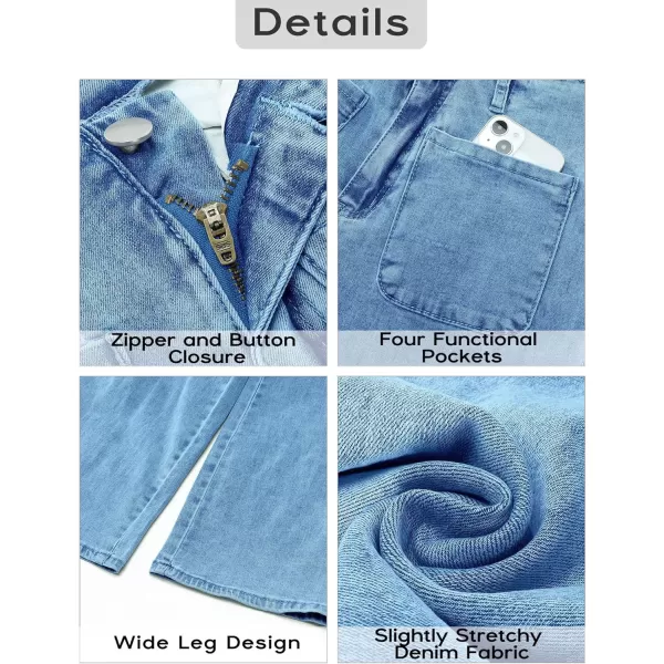 GRAPENT Wide Leg Jeans for Women High Waisted Straight Leg Stretchy Cropped Denim Pants with Pockets Jean TrousersMedium Blue