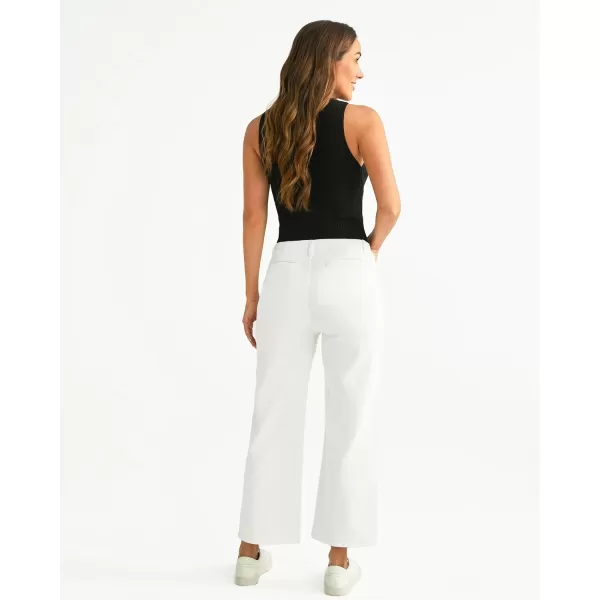 GRAPENT Wide Leg Jeans for Women High Waisted Straight Leg Stretchy Cropped Denim Pants with Pockets Jean TrousersOffwhite