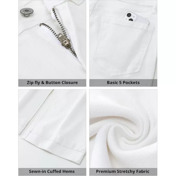 GRAPENT Wide Leg Jeans for Women High Waisted Stretchy Denim Capri Pants Fold Hem Cropped Baggy Capris Jeans with PocketOffwhite