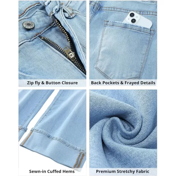 GRAPENT Wide Leg Jeans for Women High Waisted Stretchy Denim Capri Pants Fold Hem Cropped Baggy Capris Jeans with PocketRoadnight Blue