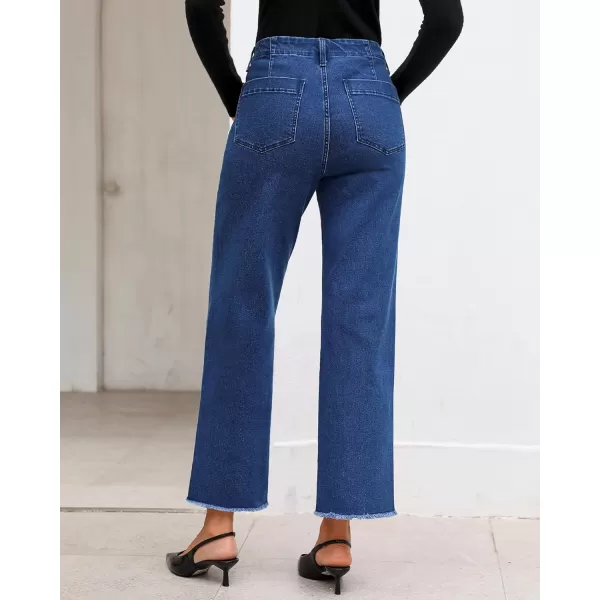GRAPENT Wide Leg Jeans for Women High Waisted Trendy Jeans Denim Pants Stretchy Baggy with PocketsClassic Blue