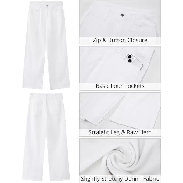 GRAPENT Wide Leg Jeans for Women High Waisted Trendy Jeans Denim Pants Stretchy Baggy with PocketsCream White