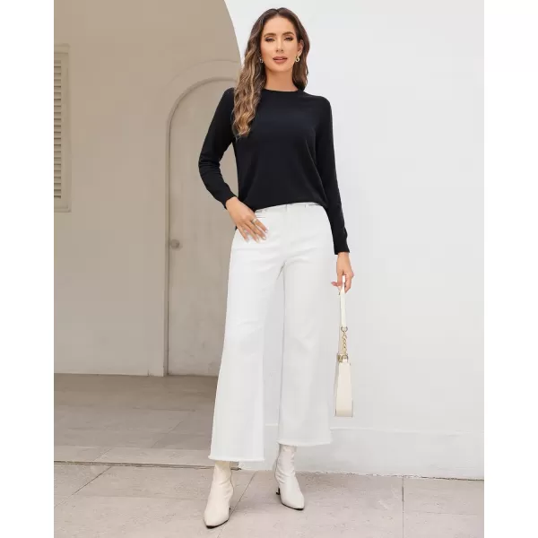 GRAPENT Wide Leg Jeans for Women High Waisted Trendy Jeans Denim Pants Stretchy Baggy with PocketsCream White