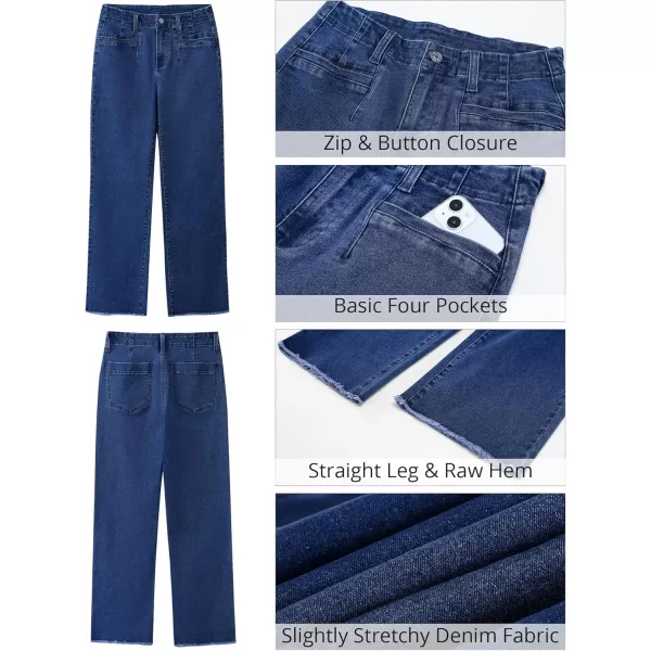 GRAPENT Wide Leg Jeans for Women High Waisted Trendy Jeans Denim Pants Stretchy Baggy with PocketsDark Blue