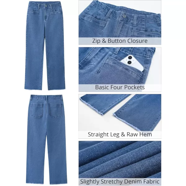 GRAPENT Wide Leg Jeans for Women High Waisted Trendy Jeans Denim Pants Stretchy Baggy with PocketsMedium Blue