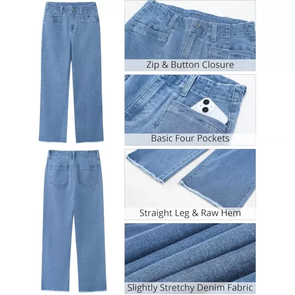 GRAPENT Wide Leg Jeans for Women High Waisted Trendy Jeans Denim Pants Stretchy Baggy with PocketsRoadknight Blue