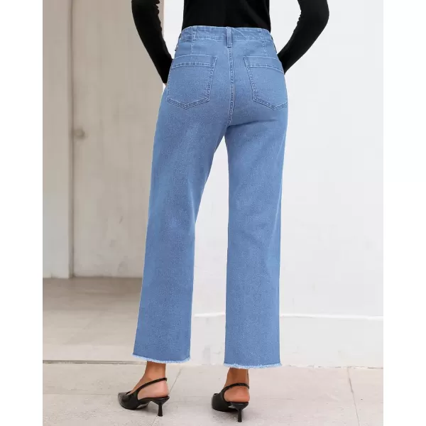 GRAPENT Wide Leg Jeans for Women High Waisted Trendy Jeans Denim Pants Stretchy Baggy with PocketsRoadknight Blue