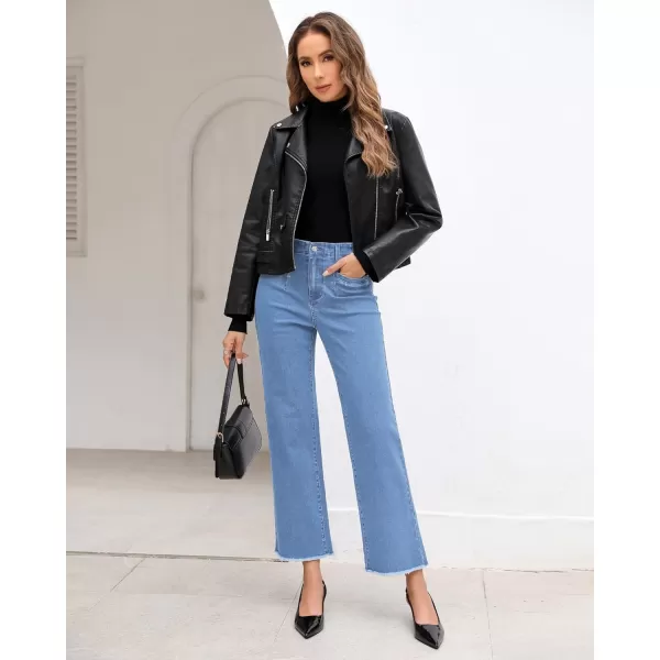 GRAPENT Wide Leg Jeans for Women High Waisted Trendy Jeans Denim Pants Stretchy Baggy with PocketsRoadknight Blue