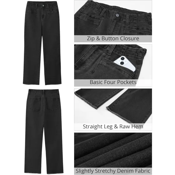 GRAPENT Wide Leg Jeans for Women High Waisted Trendy Jeans Denim Pants Stretchy Baggy with PocketsWashed Black