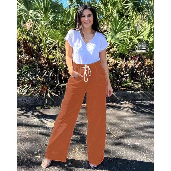 GRAPENT Wide Leg Jeans for Women Stretch High Wasited Elastic Waist Bell Bottom Baggy Y2K PantsApricot Orange