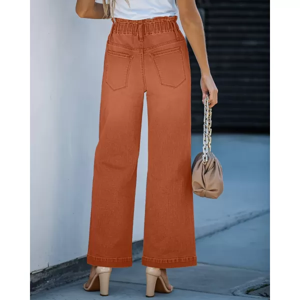 GRAPENT Wide Leg Jeans for Women Stretch High Wasited Elastic Waist Bell Bottom Baggy Y2K PantsApricot Orange