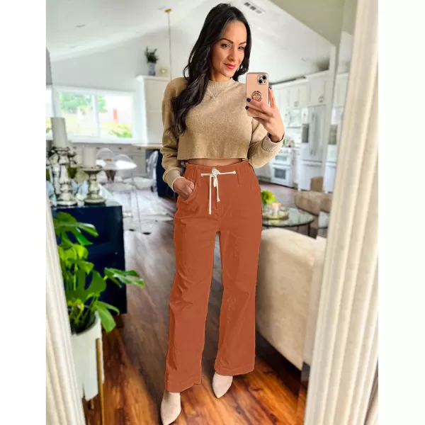 GRAPENT Wide Leg Jeans for Women Stretch High Wasited Elastic Waist Bell Bottom Baggy Y2K PantsApricot Orange