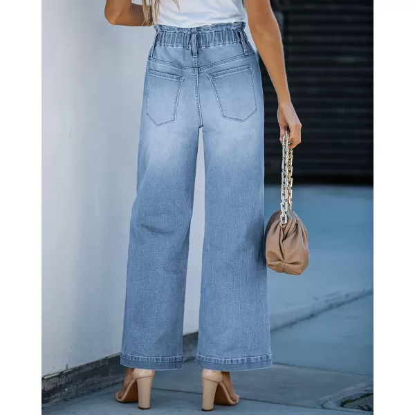 GRAPENT Wide Leg Jeans for Women Stretch High Wasited Elastic Waist Bell Bottom Baggy Y2K PantsAzure Mood