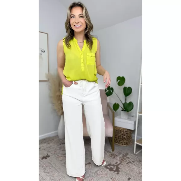 GRAPENT Wide Leg Jeans for Women Stretch High Wasited Elastic Waist Bell Bottom Baggy Y2K PantsBrilliant White