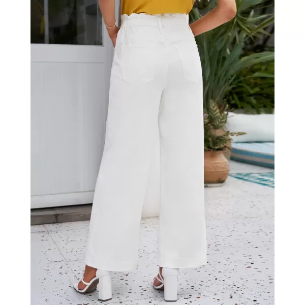 GRAPENT Wide Leg Jeans for Women Stretch High Wasited Elastic Waist Bell Bottom Baggy Y2K PantsBrilliant White