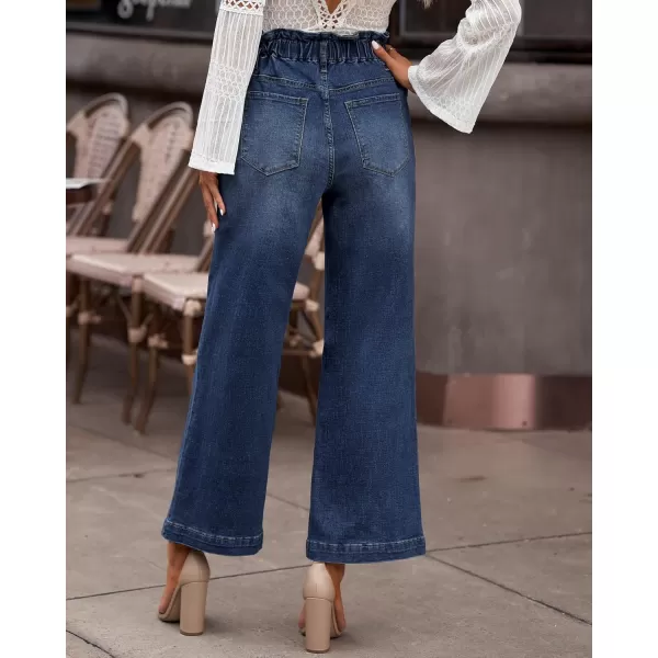 GRAPENT Wide Leg Jeans for Women Stretch High Wasited Elastic Waist Bell Bottom Baggy Y2K PantsLapis Loft