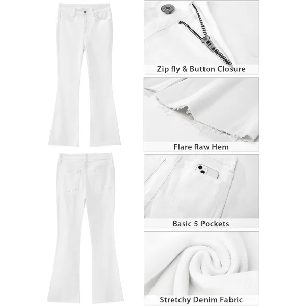 GRAPENT Wide Leg Jeans for Women Trendy High Waisted Flare Stretchy Bell Bottom Denim Pants Baggy Raw Hem Trouser JeansCream White